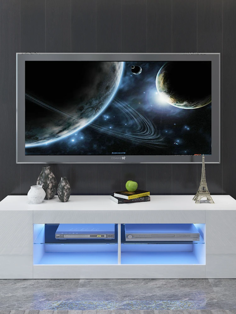 High Gloss e Matt TV Unit com luz LED, Cabinet Stand
