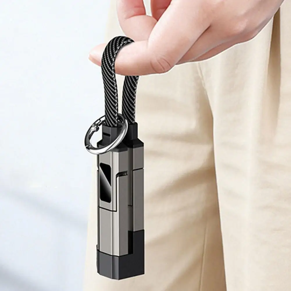 4 in 1 Keychain Fast Charging Cable 65W LED Digital Display Braided USB C Data Cable Portable Charger Wire