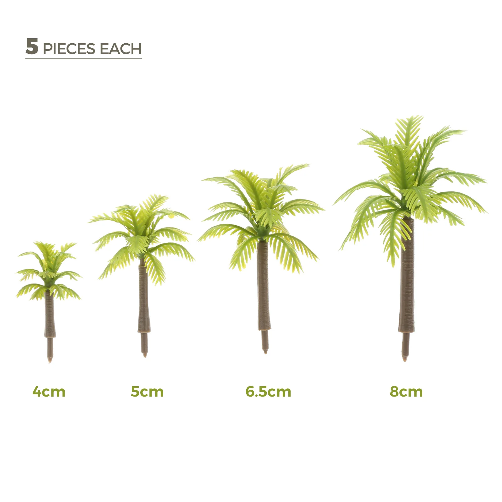 20pcs Coconut Palm Model Trees 3cm/4.5cm/5.5cm/7cm Plastic Artificial Rainforest Diorama Building Railways DIY Micro Layout Toys