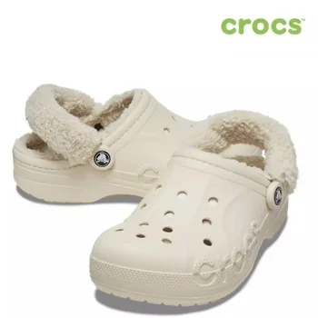 오리지널 Crocs Bayaband 남녀공용 클로그 슬립온, 206633 기모 따뜻하고 부드러운 모피, 통기성 비치 슈즈