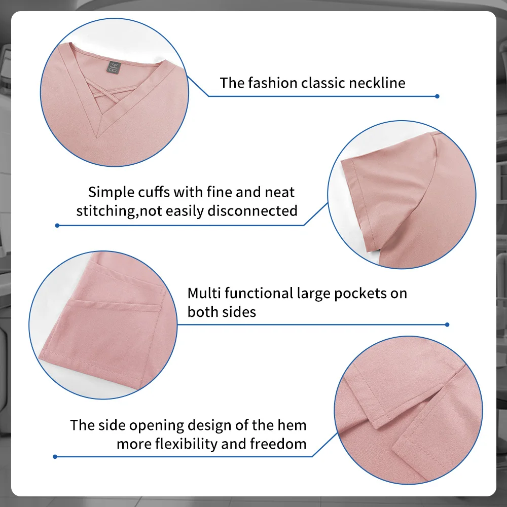 Operatiekamer Medische Uniform Scrubs Set Groothandel Korte Mouw Verpleging Werkkleding Verpleegkundige Accessoires Tops Broek Chirurgisch Pak