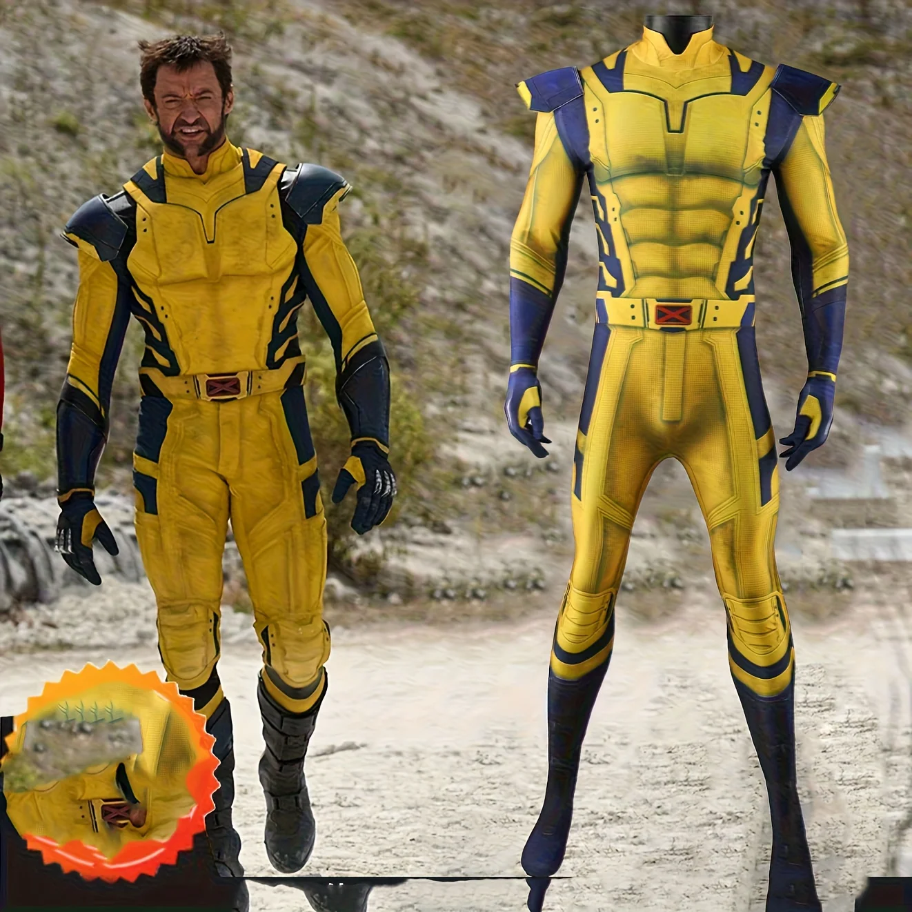 

Костюм для косплея Marvel Wolverine, вдохновленный Deadpool 3, полноразмерный комбинезон Хью Джекмана с когтями, унисекс, точная копия костюма из фильма X-Men.