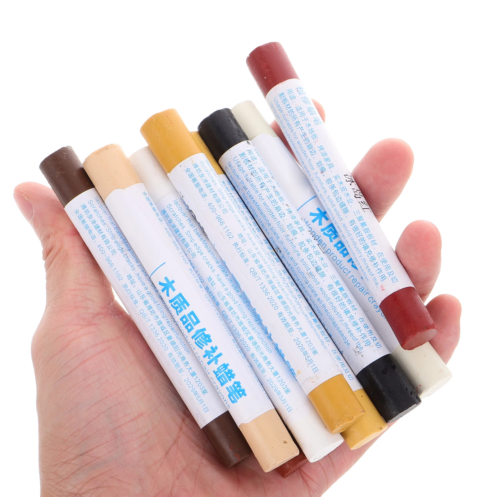 

12 Pcs Furniture Repair Crayons Laminate Worktop Touch Up Kit Floor Wax Filler Scratch Dent Fix Wood Color Match Hardware