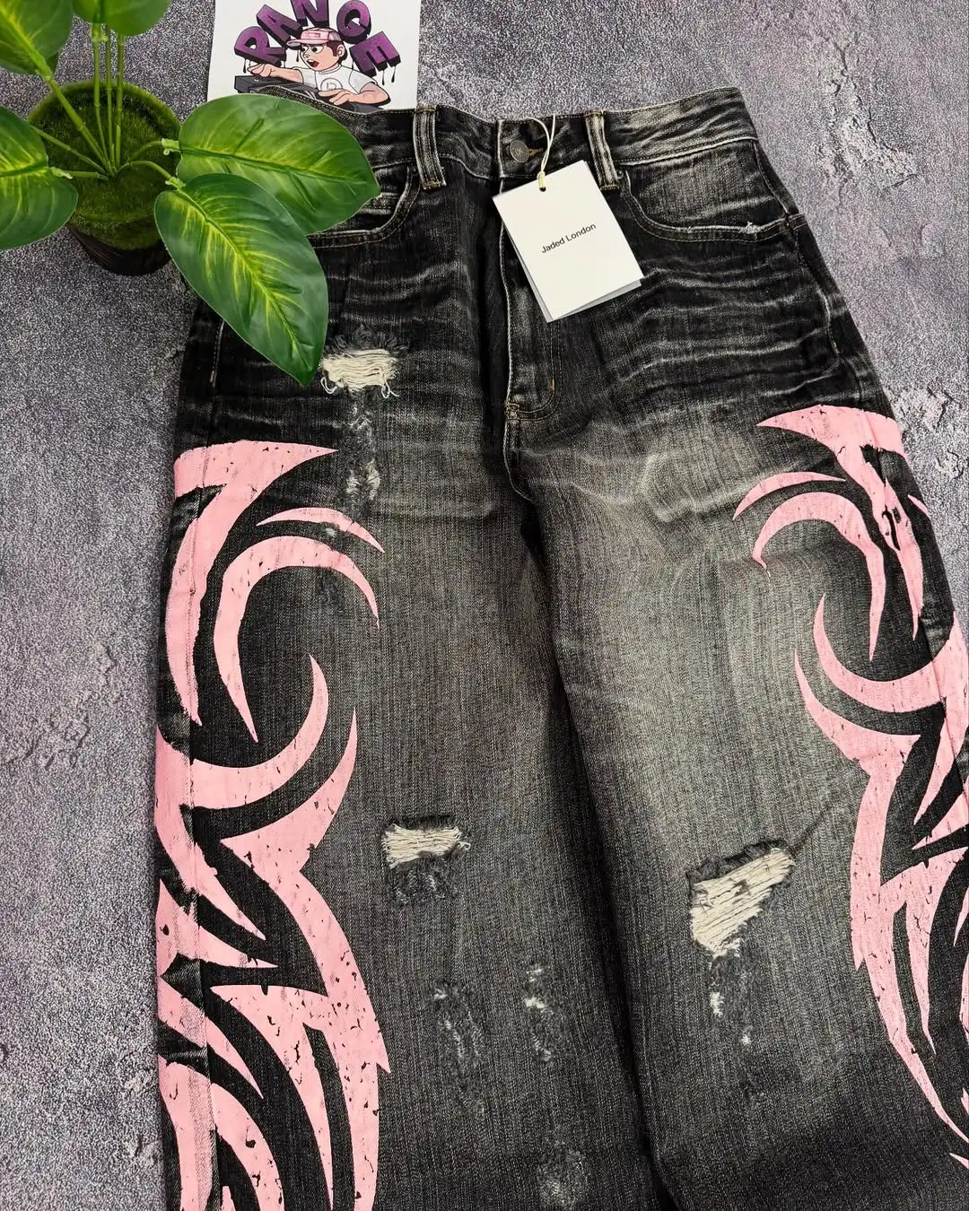 Y2K nuevos pantalones vaqueros de moda Unisex con estampado de tótem moteado pantalones sueltos moda tendencia Hip Hop pantalones sueltos de pierna ancha rectos americanos para parejas
