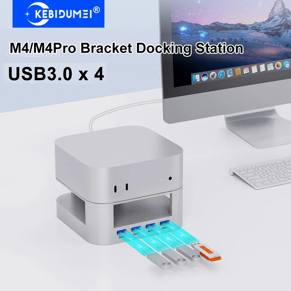 

M4/M4 Pro Bracket Docking Stations Type-C Docking Station 4*USB 3.0 Hub Desktop Stand for Mac Mini M4 Pro PC Accessories