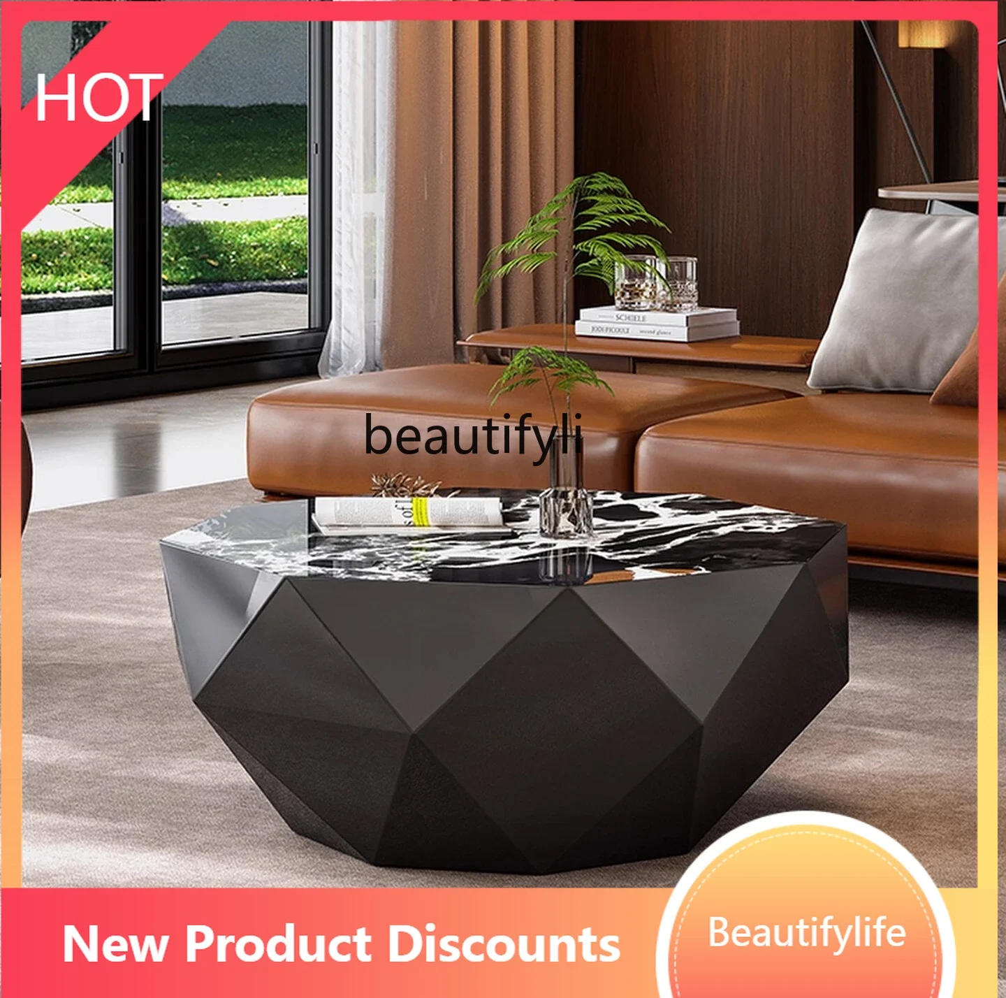 

X F4567 Coffee table light luxury and high-end sense, living room, new model, minimalist creative black, coffee table