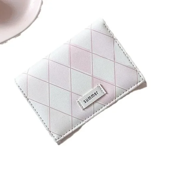 Ins Simple Plaid Wallet Women Short Wallet Student Wallet Card Bag Access Control Bus Card Case ID Credit Card Holder Coin Purse