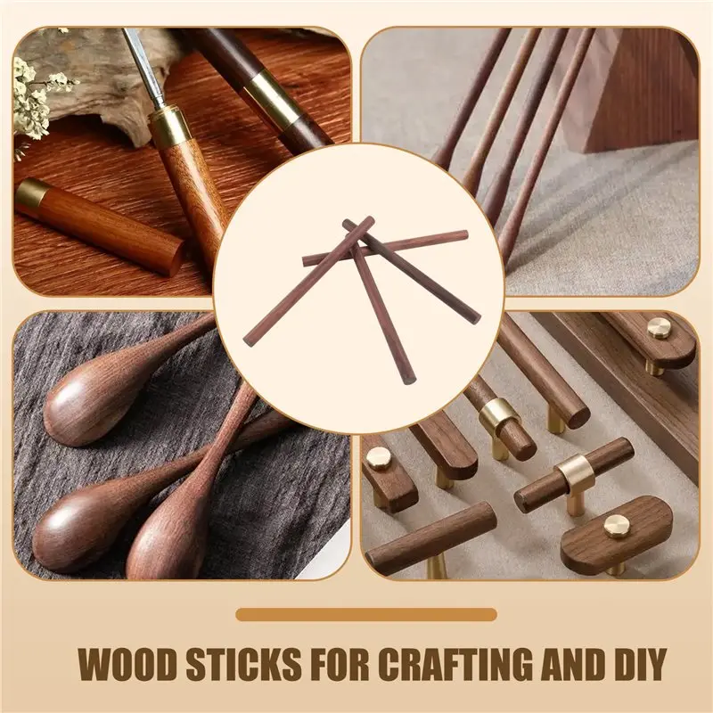 ABYP Unfinished Walnut Wooden Dowel Rods 4Pcs 3/4 X 12 Inch Round Wood Sticks For Crafts