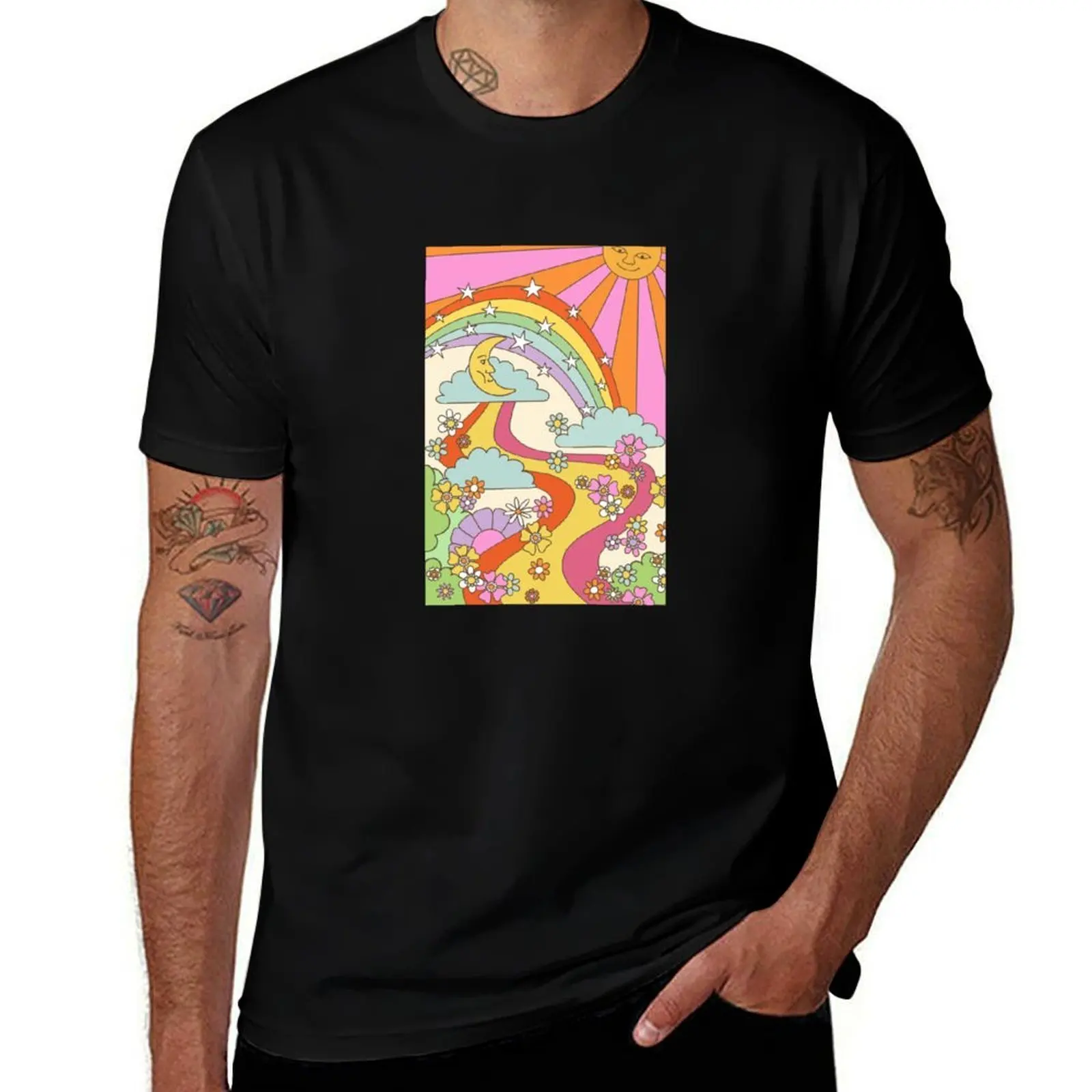 retro trippy hippie boho print T-Shirt Plus Size Summer Casual T-Shirt