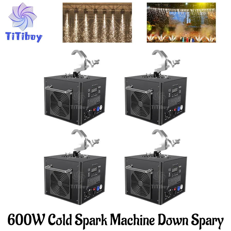 

No Tax 4Pcs Cold Sparks Machine DMX Indoor Firework Machine Fountain Spark Powder Machine 600W 1-5M Jet Height Sparklers