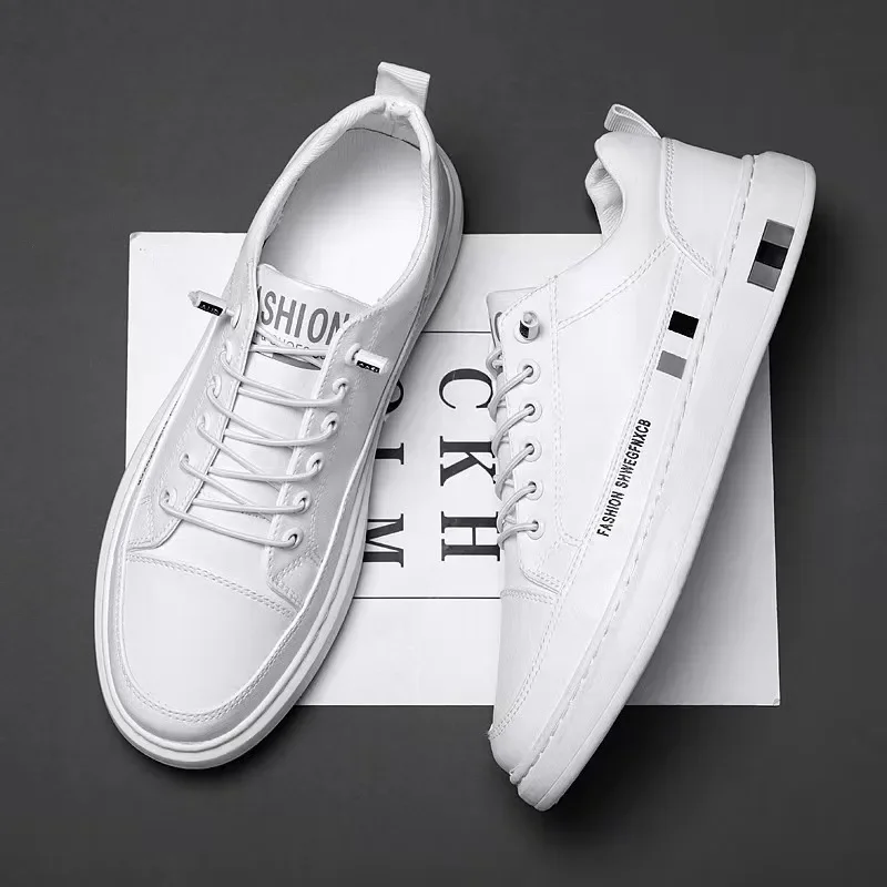 Zapatos blancos para hombre, Zapatillas planas para hombre, Zapatillas De correr vulcanizadas transpirables a la moda para hombre, Zapatillas De Deporte De Color sólido