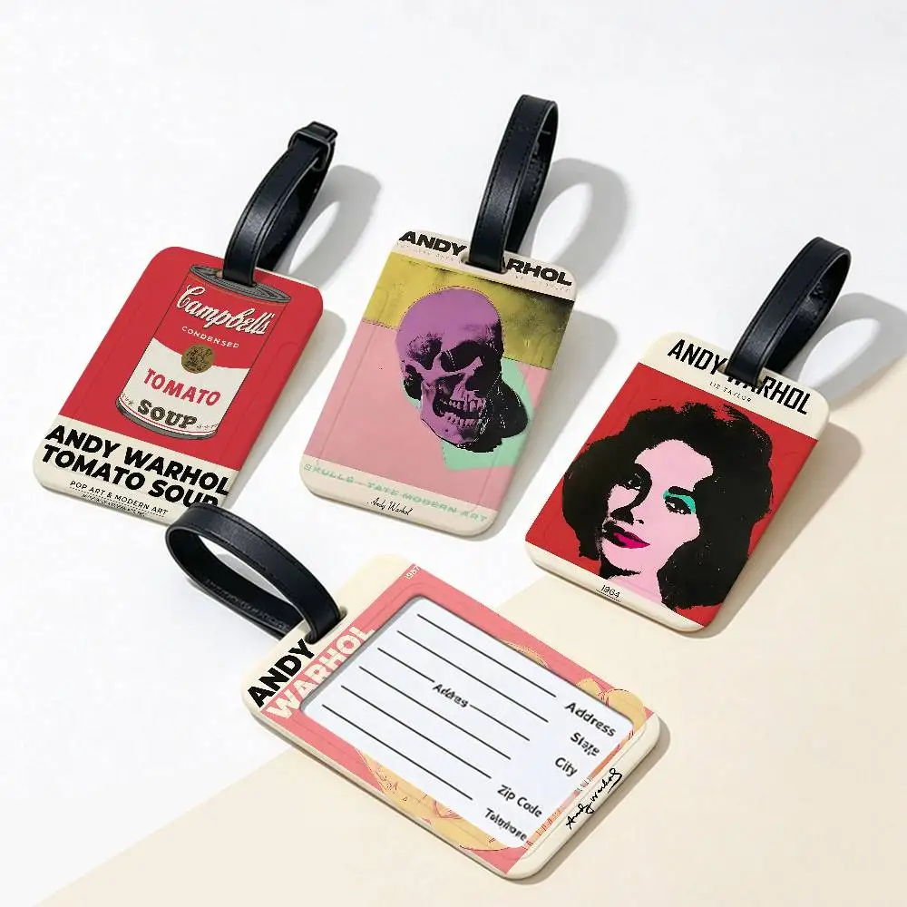 A-Andy W-Warhol Anti lost Travel Luggage Tag PVC ID Information Card Holder Baggage Name Label For Outdoor Trip