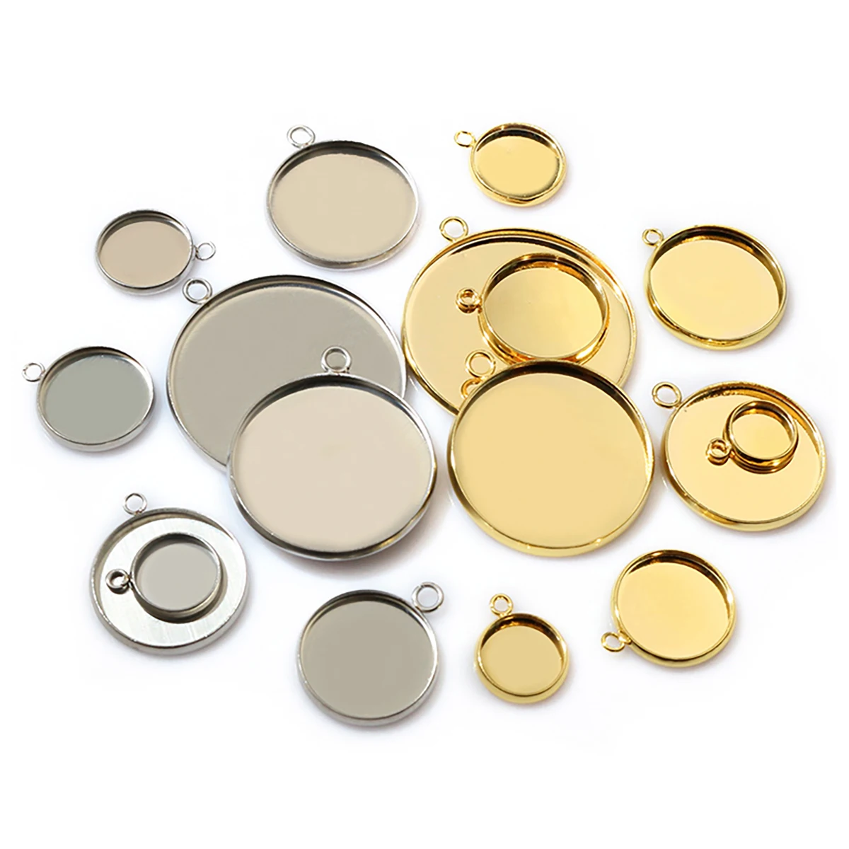 8/10/12/14/16/18/20/25/30mm Inner Size Stainless Steel Material Simple Style Cabochon Base Cameo Setting Charms Pendant Tray
