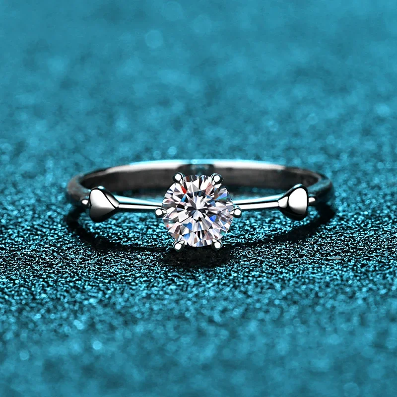 

Кольцо с бриллиантом из 18-каратного золота, женское кольцо с муассанитом 0,5 карата, от сердца до сердца, милое платиновое кольцо PT950, кольцо с бриллиантом