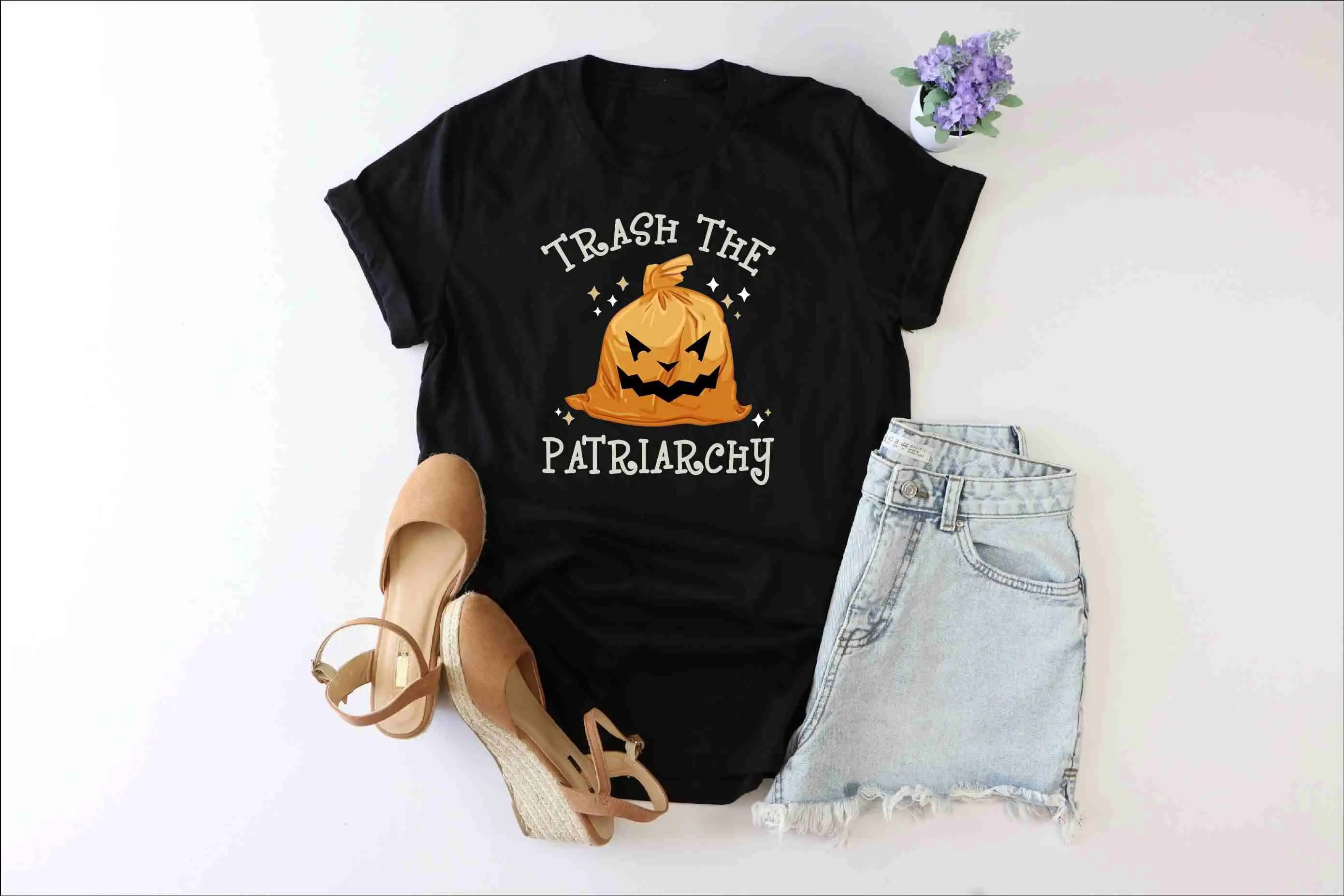 Trash The Patriarchy T Shirt Equal Rights Halloween Women Fall FeminisT Activist Girl Power