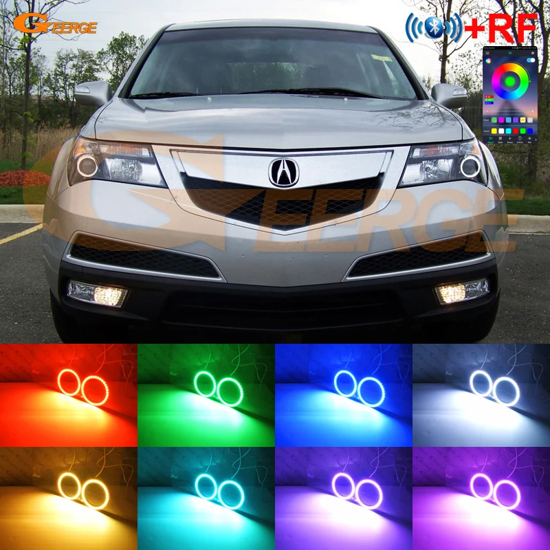 For Acura Honda MDX 2004 2005 2006 2007 - 2011 2012 2013 Bluetooth APP Multi-Color Ultra Bright RGB LED Angel Eyes Halo Rings