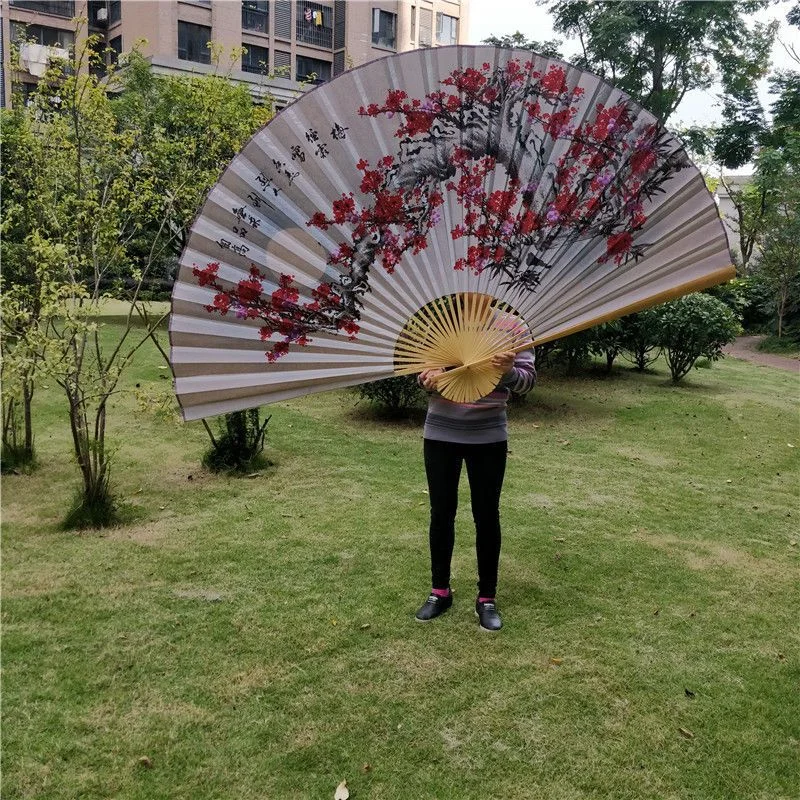 Large Red Decorative Fan Chinese Dragon and Phoenix Fans Classical Wall Mount Deractive Gift Fan Oversize Folding Cloth Fan - Image 5