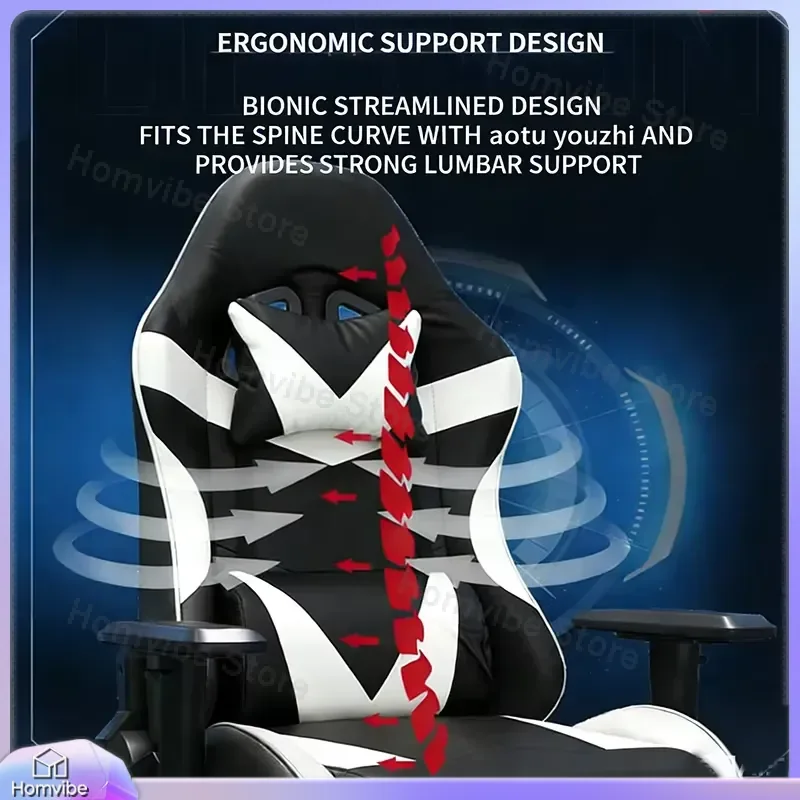 Ergonomic Gaming Chair with Footrest Height Adjustable Racing Style Computer Chair for Gamers Office Desk Chair with Lumbar view 6