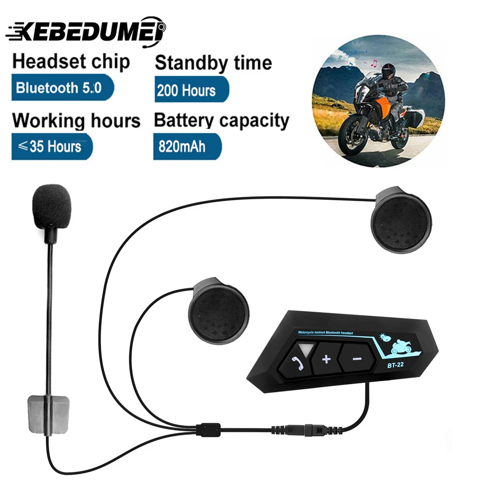 

Motorcycle Bluetooth 5.0 Helmet Headset Wireless Hands-Free Call Kit Stereo Anti-Interference Earphone Wireless Music Player