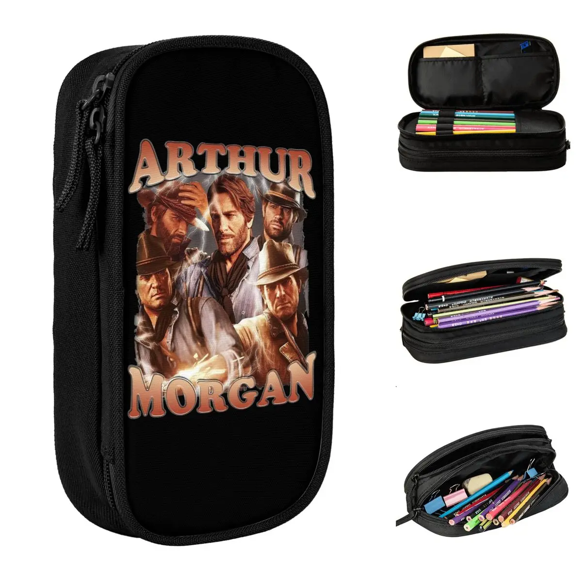 Large-capacity Pencil Case Game Arthur Morgan Office Supplies Double Layer Pencil Box Girl Make Up Bag Perfect Gifts