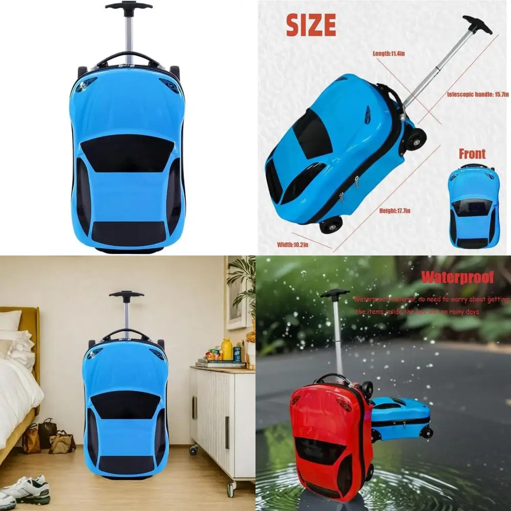 

Children's Pull-Along Luggage, Cartoon Car Design Suitcase for Boys, Retractable Handle Travel Bag with Long-Tail Keyword