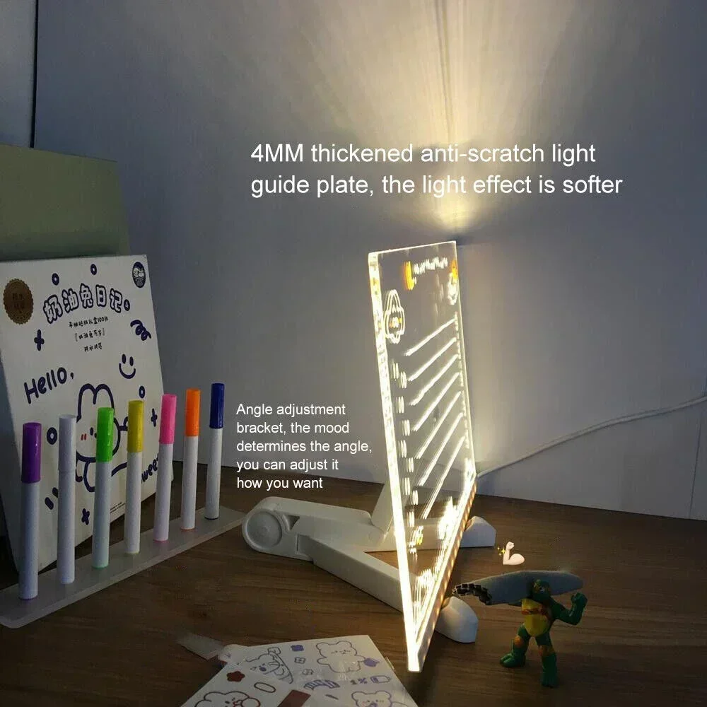 Lampe LED Personnalisée, Tableau de Messages en Acrylique, Effaçable, USB, Planche à Dessin pour Enfants, Veilleuse de Chambre, Cadeau d'Anniversaire pour Enfants