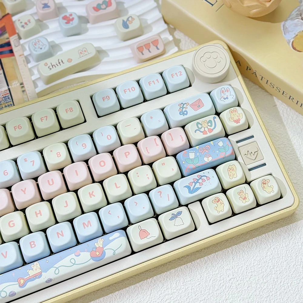 95 Keys PBT MOA Profile Secret Garden Cartoon Key Caps for 61/64/68/84/75/87Keys Gaming Mechanical Keyboard GMK67 GMK87 Keycaps