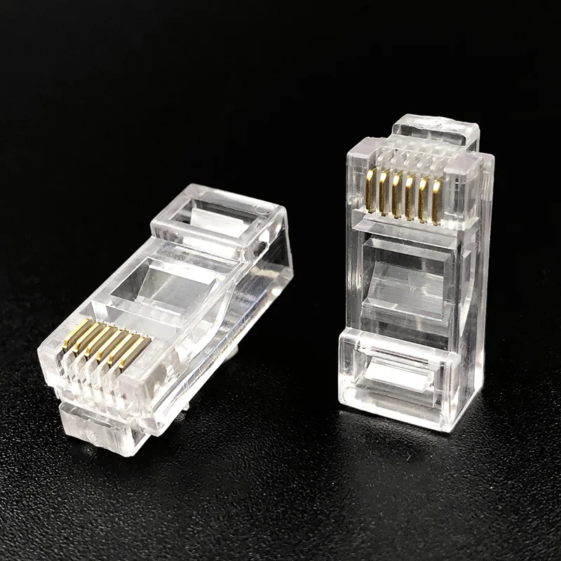 

50/100PCS RJ12 6P6C Connector Long Body Unshielded Telephone Cable RJ11 Modular Plug Gold Plated L=22.45mm