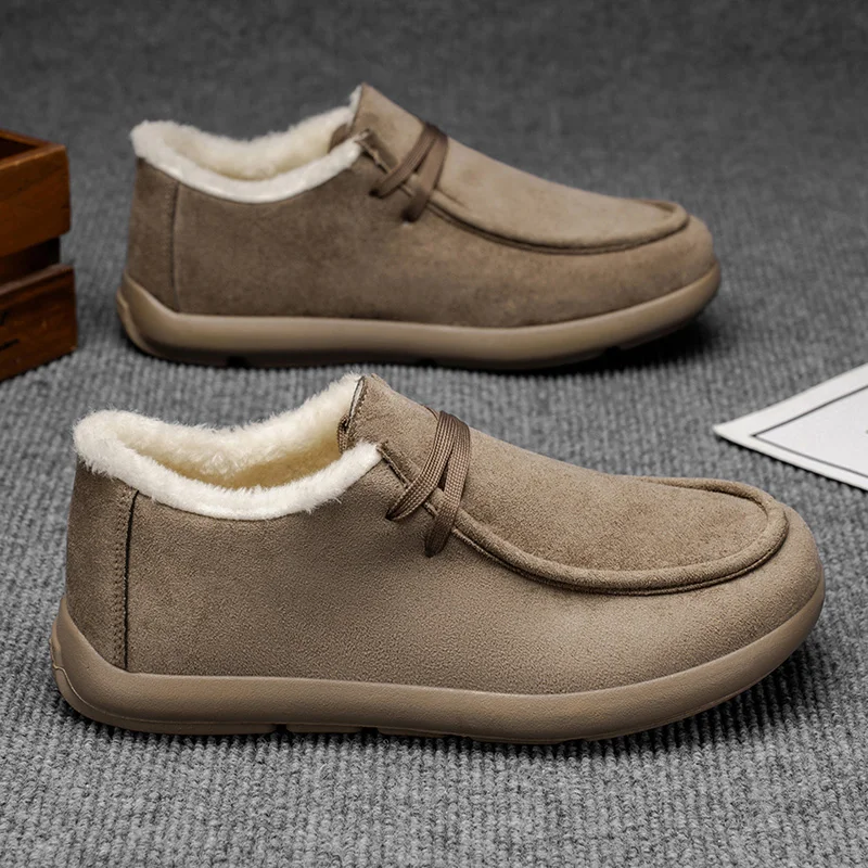 

2025 Winter New Men's Fleece - Lined Warm Cotton Shoes, Slip - on Lazy Shoes, Comfortable and Versatile Men's Shoes