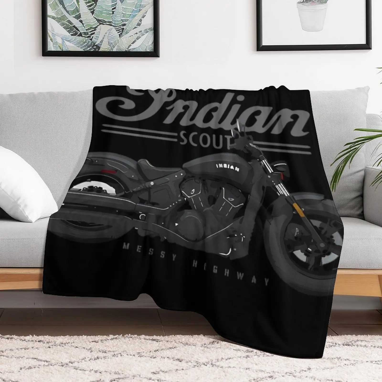 Indian Scout Messy Highway Throw Blanket