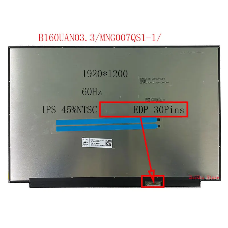 لوحة شاشة عرض LCD للكمبيوتر المحمول ، مصفوفة 1920 × 1200 EDP 30 Pins ، MNG007QS1-1 ، 16.0"