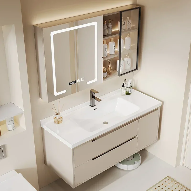 

Pvc Column Bathroom Cabinet Vanity Multifunction Home Furniture Storage Cabinets Corner Filing White Double Washbasin Floor Mdf