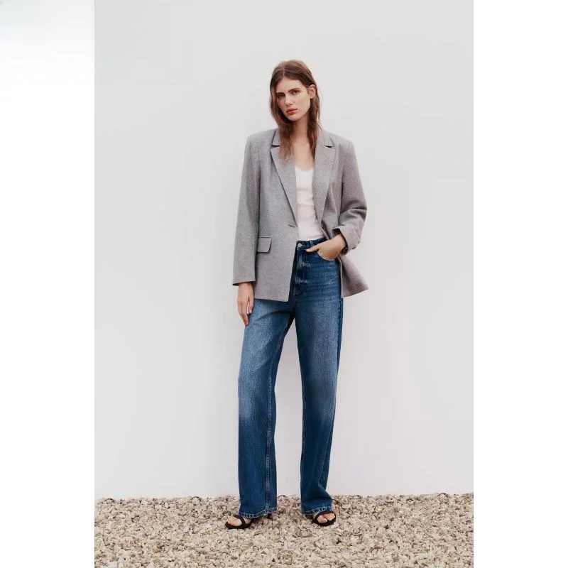 

Spring 2024 Faion Women's Slim Fit Cheered Straight Cut Suit Jaet Elegance Quali Polyester Long Sve Regular Length