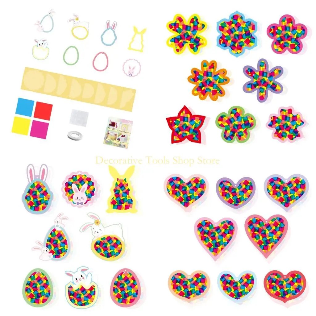 QX2E Kids Party Decoration Paper Cutout Set Suncatchers Crafts Handmade Window Hanging Crafts For Festival Celebration