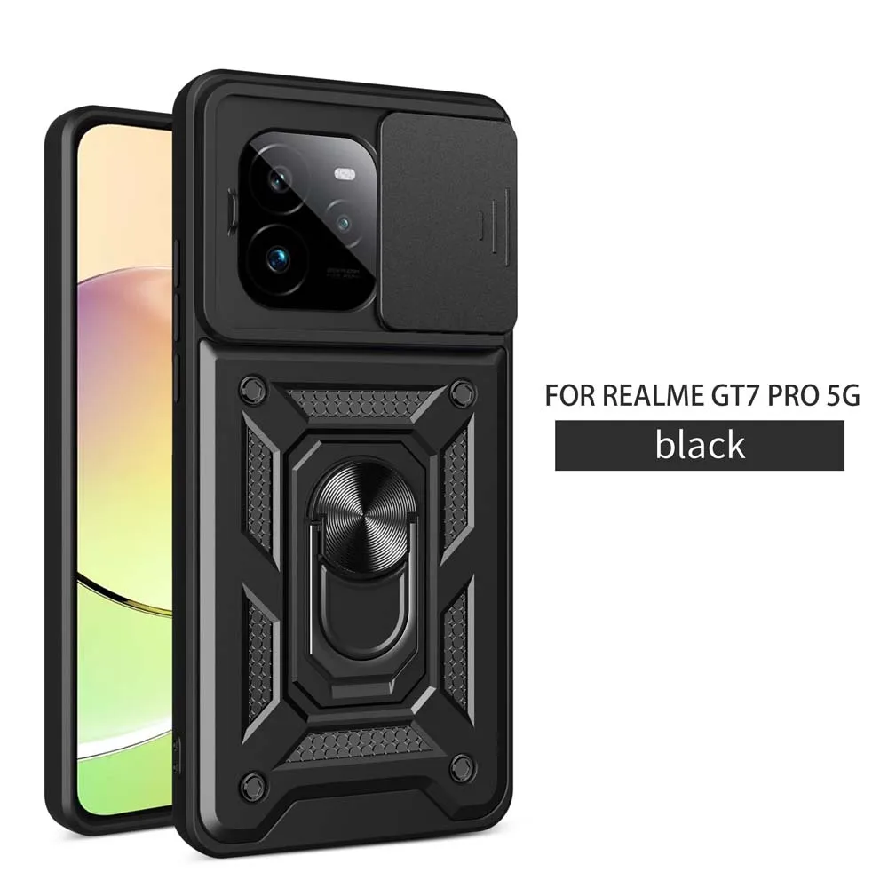 Shockproof Armor Case For Realme GT 7 Pro GT 6 Car Holder Phone Cover For Realme GT 6T Camera Lens Protection Fundas