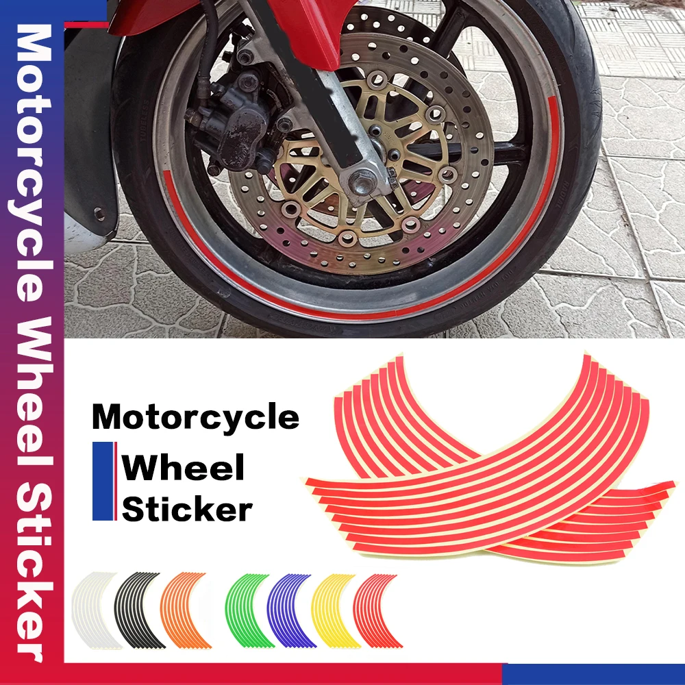 

For Honda AFRICA TWIN CRF1000L CBF 1000 CB600F CBF 600 Moto Wheel Stickers 16 PCS 17 18 Inch Reflective Decals Rim Tape Strip