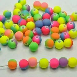 Craft DIY Multi-Color Neon Beads Acrylic Round Beads 8mm-16mm Rubber Tone