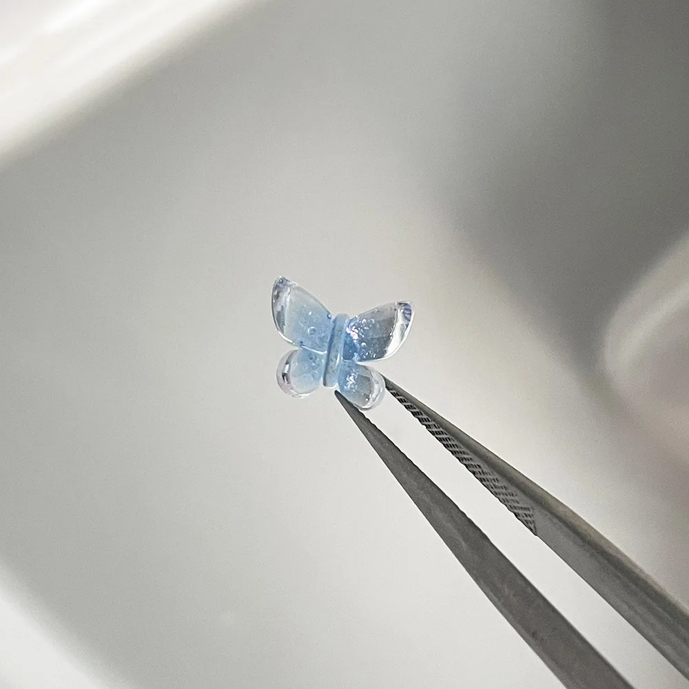 -Mariposa de gasa, Pixies vidriados de hielo, joyería de resina con purpurina, mariposa pintada transparente, accesorios acrílicos, baratijas para puntas de uñas 404