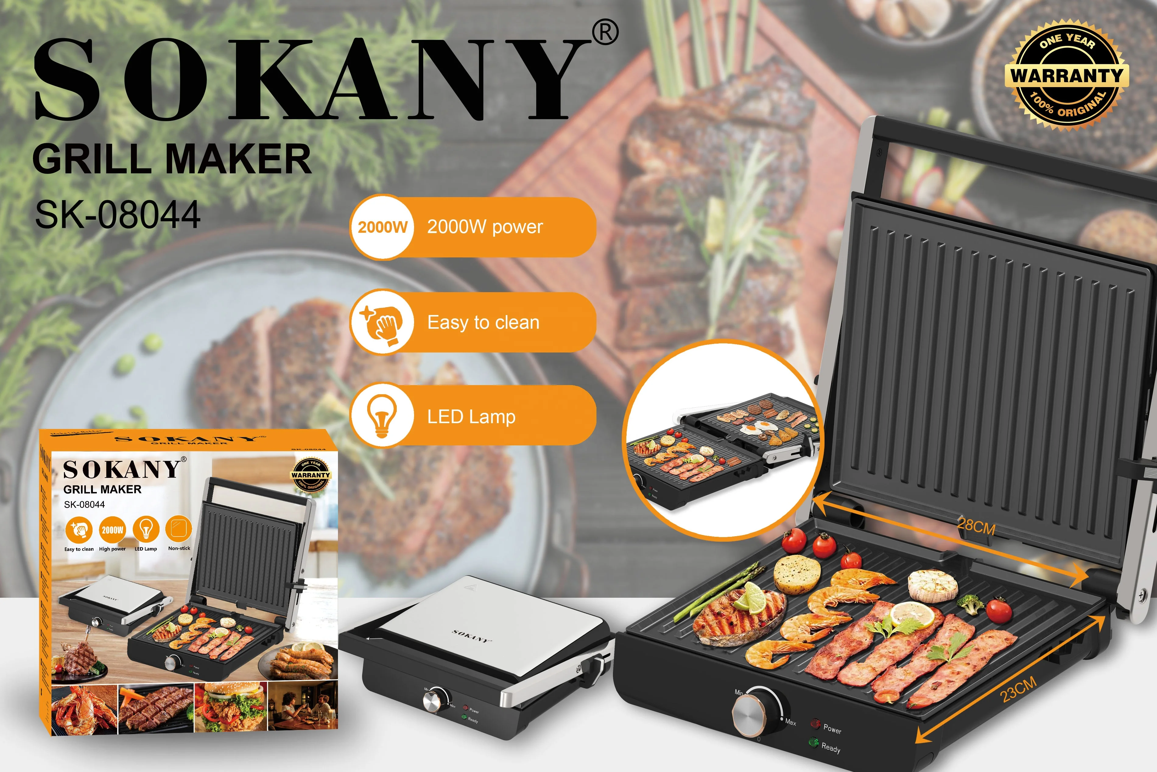 Sokany 110v-240v nova máquina de hambúrguer de fumaça de óleo inferior antiaderente fácil de usar bife com máquina de café da manhã