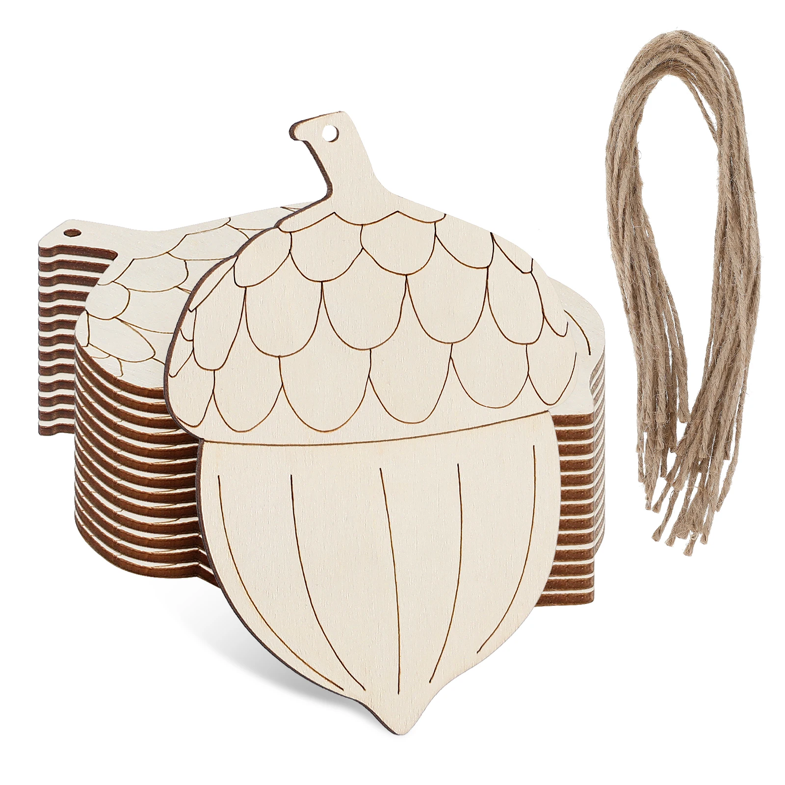 

20Pcs Wooden Acorn DIY Pine Cone Cutouts Hanging Decor Xmas Christmas Tree Blank Wood Pendants for Painting Craft