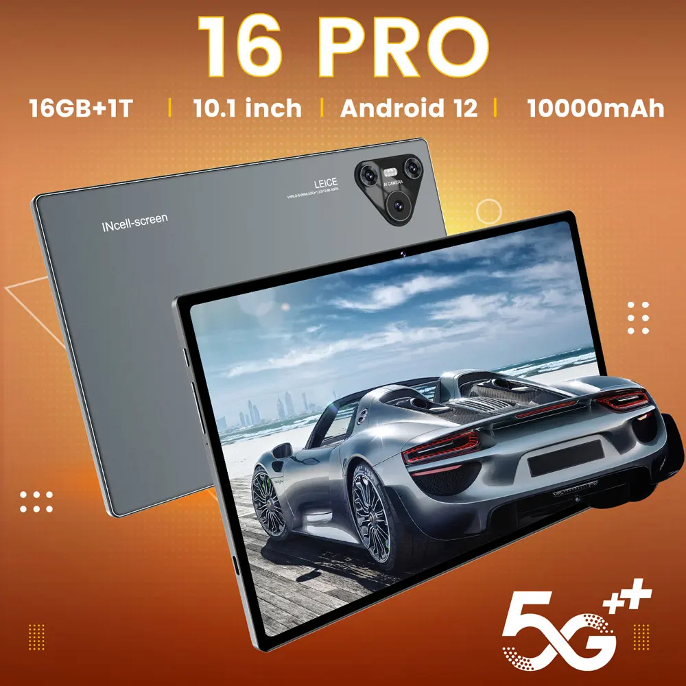 

2025 Pad 16 Pro Tablet 10inch Android 22GB+2TB 5G Dual SIM Tablet PC WIFI 10000mAh Snapdragon 870 Tablets For Children Kids Tab