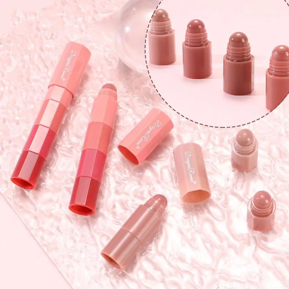 4 in 1 samt matten Lippenstift Stift wasserdicht dauerhafte glatte Tasse feine Aufhellung Antihaft Lippen Lippen Kosmetik Linien h7x1