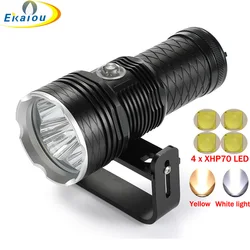 Waterproof Diving Flashlight 4 x XHP70 LED Underwater 100M Deep Sea Dive Fish Catching Photography Fill Light With Handle Torch