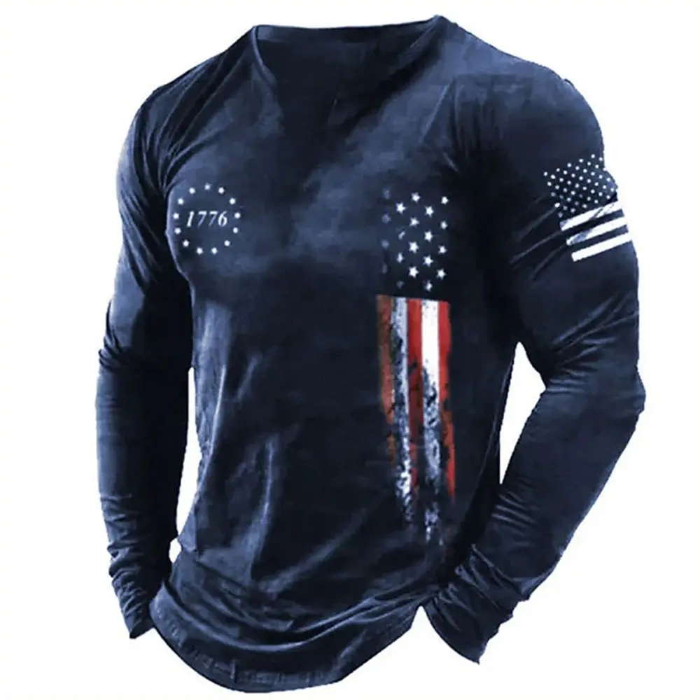 2023 New Men Retro Long Sleeve T-Shirt O Neck Pullover Autumn Winter Male Shirt Top Tees Oversize Men\'s clothing