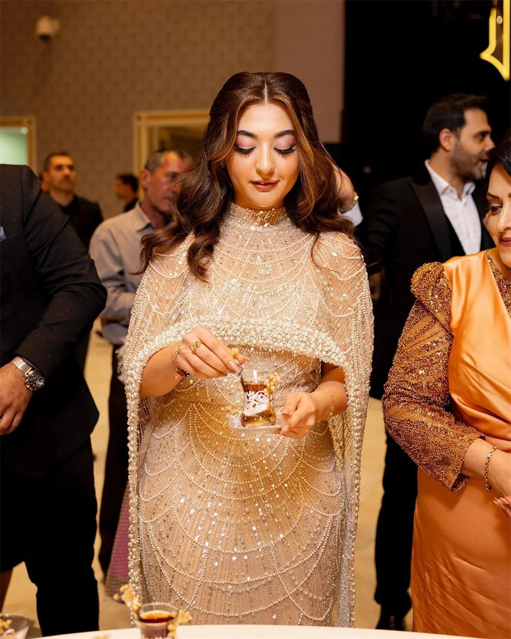 Fissuressa Dubai-Robe de Rhà paillettes blanches, châle perlé, robe de mariée, traînant, formel, éducatif, soirée, personnalisé