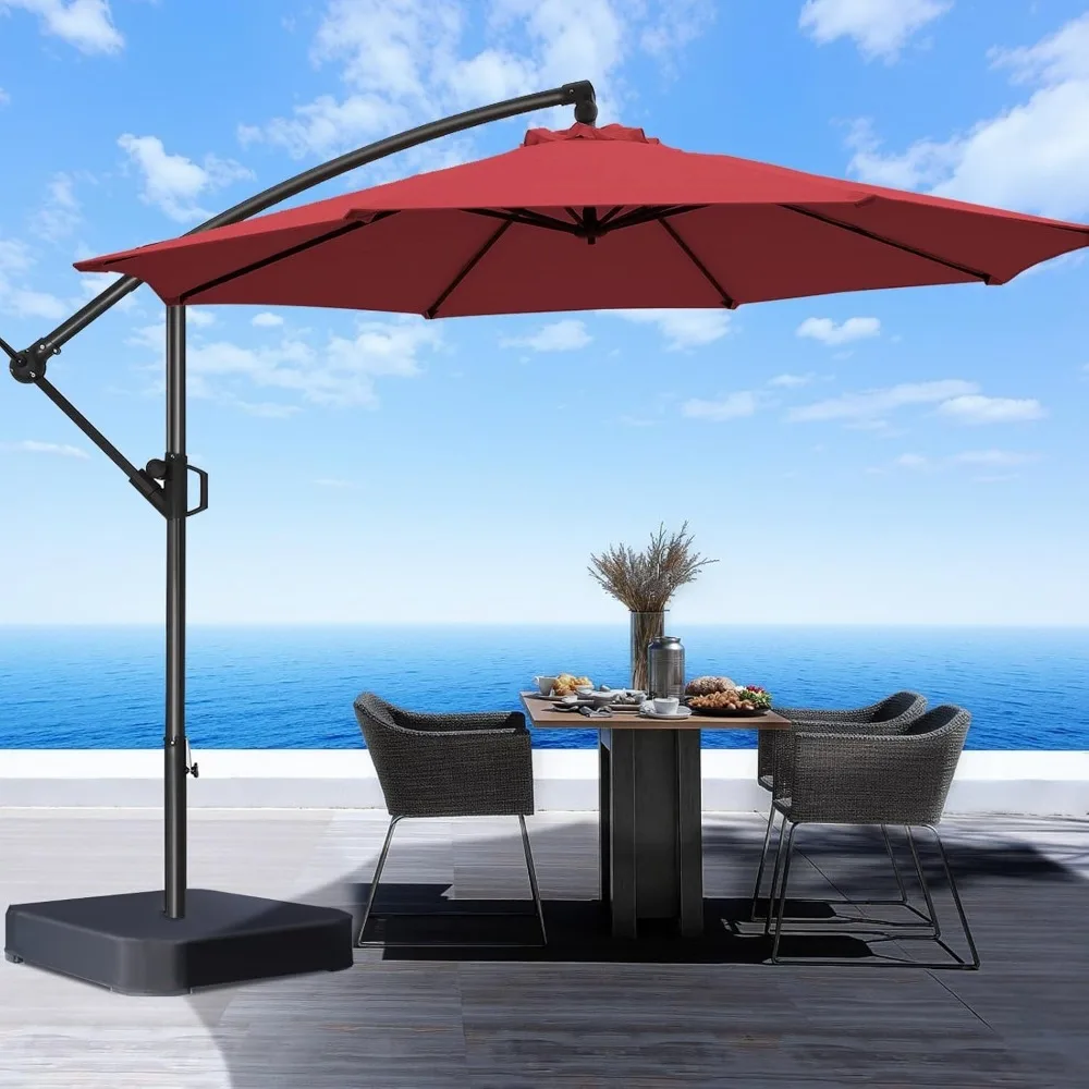 

10ft Patio Umbrella with Base Included, Cantilever Umbrella UPF50+ UV Protection with Easy Tilt and Crank, Customized