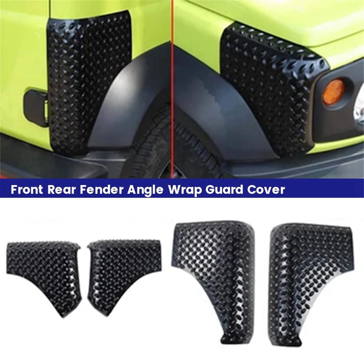 4 unids/set guardabarros delantero trasero puerta trasera cubierta protectora de ángulo para Suzuki Jimny JB64 JB74 2019-2023 cubierta de esquina Exterior