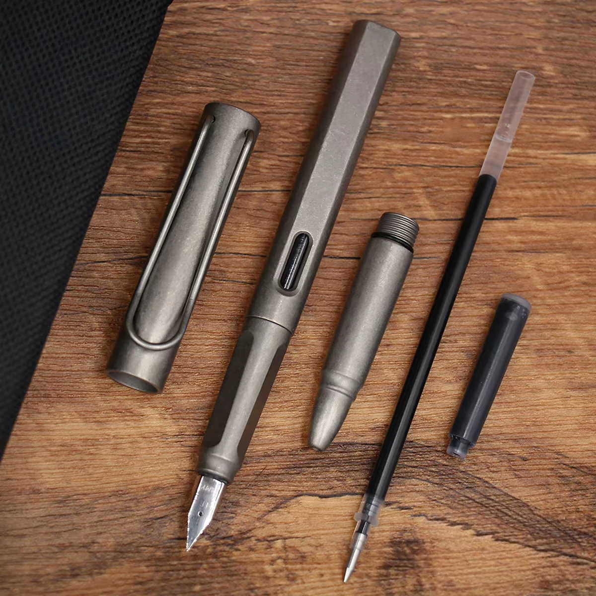 Titanium alloy 2-in-1 pen: Handmade Starry Sky Limited Edition Titanium alloy ballpoint pen fountain pen signature pen EDC outdo