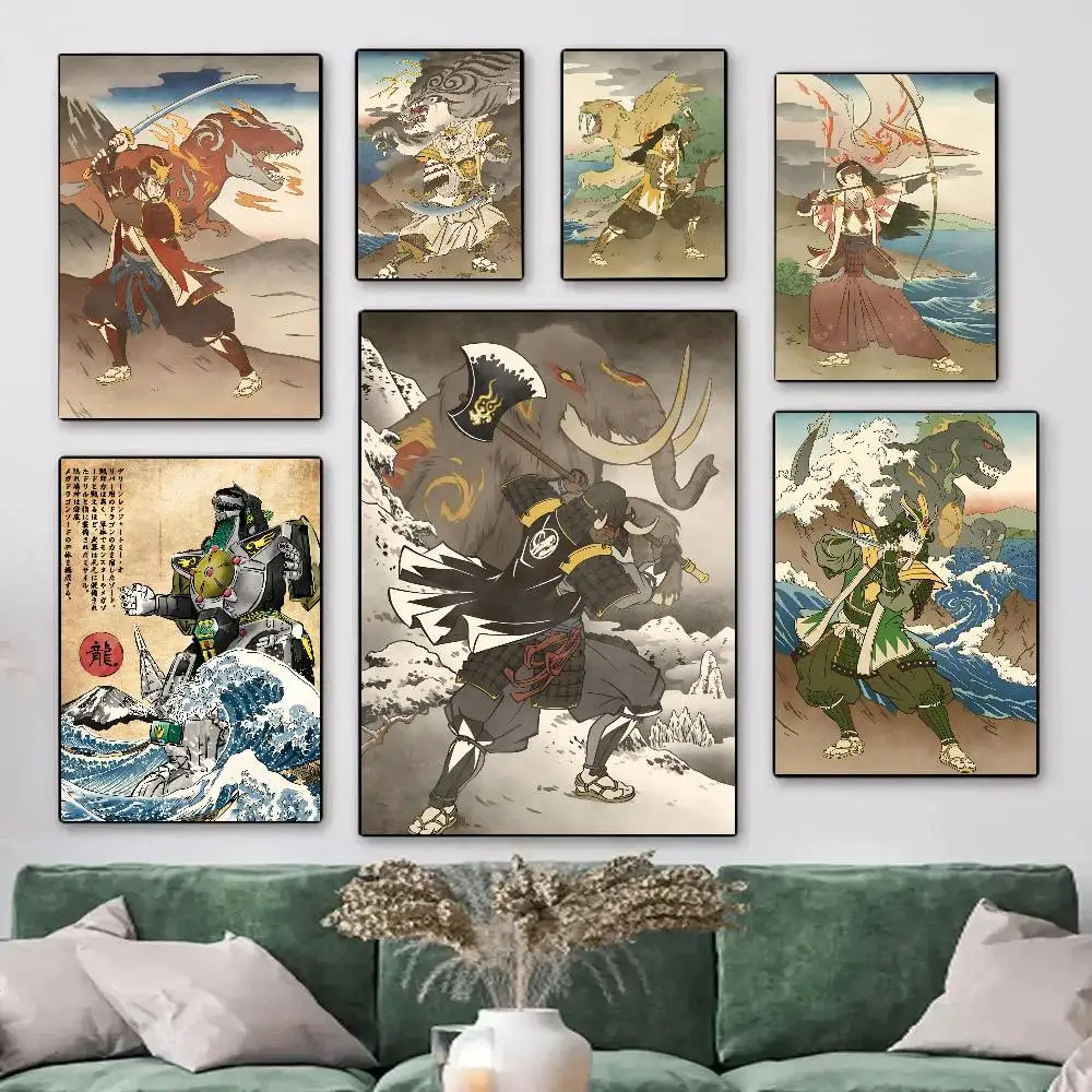 Japanese Anime The King of Terror Dinosaur Shark Posters HD Print Vintage Wall Art Decor for Home Study Room