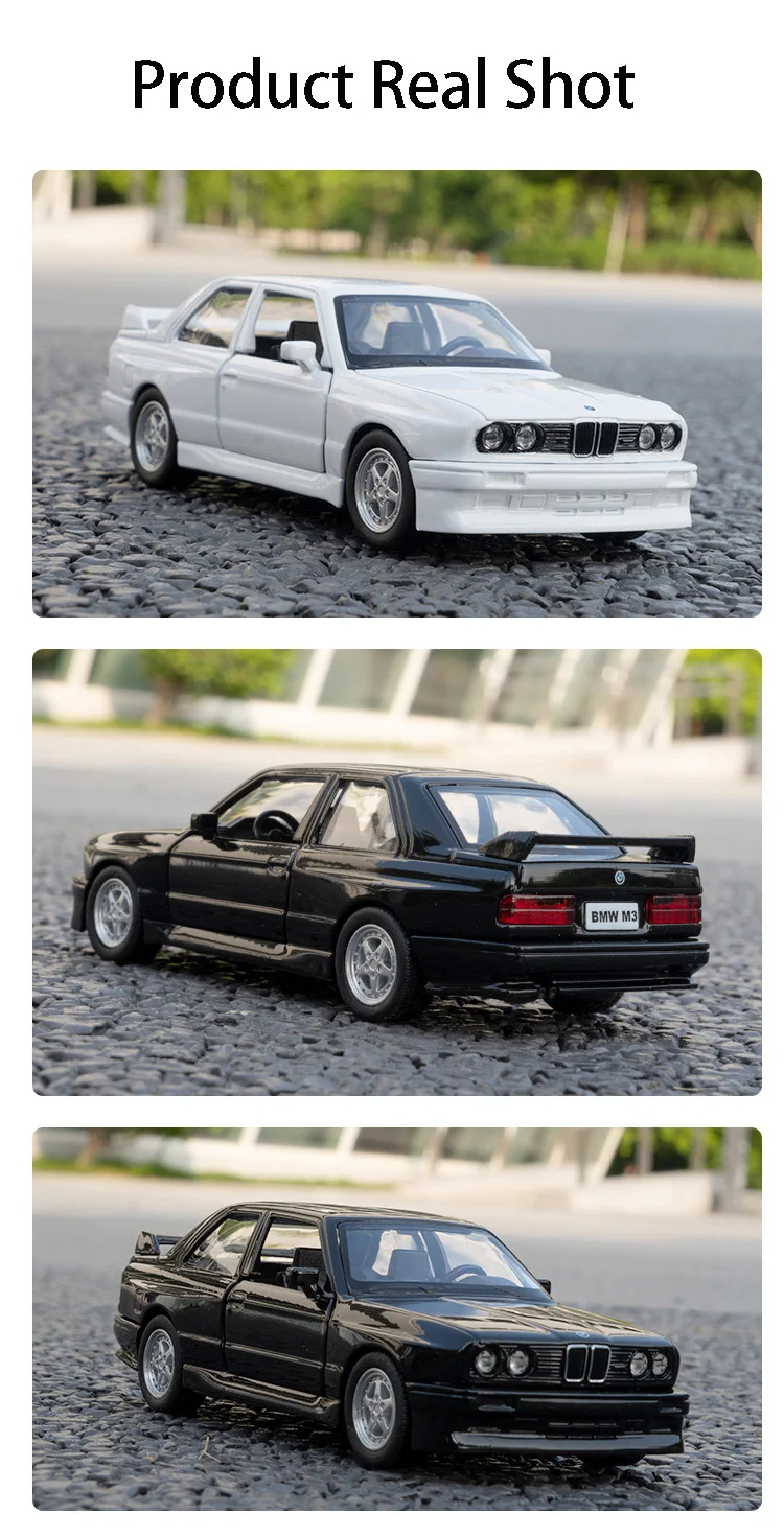1:36 Modellauto BMW M4 CSL M3 1987, Miniaturautos, Legierung, Druckguss-Türen, geöffnet, zurückziehbare Gummireifen, Ornament, Spielzeug für Kinder, Geschenke – Detail 20